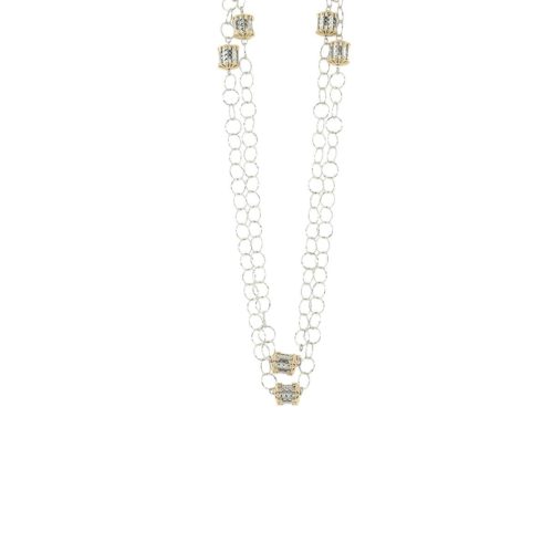 Chanel-Halskette aus 925er rhodiniertem und vergoldetem Silber - ZCL980-LN