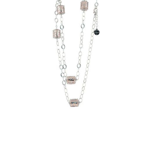 Chanel-Halskette aus rhodiniertem und rosévergoldetem 925er Silber - ZCL982-LH