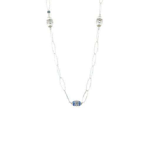 Chanel-Halskette aus rhodiniertem und emailliertem 925er Silber - ZCL993-MB