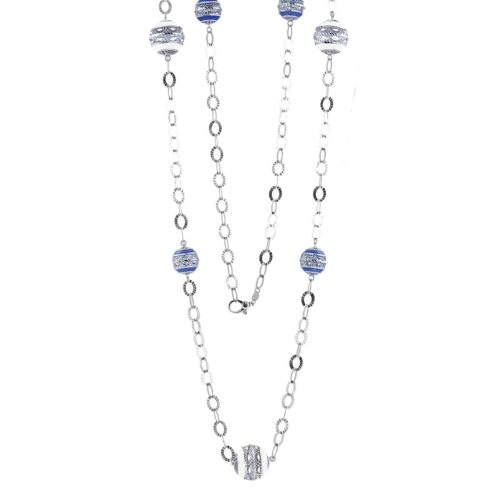 Chanel-Halskette aus rhodiniertem und emailliertem 925er Silber - ZCL999-MB