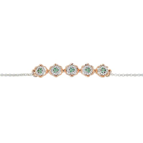 Armband mit floralem Motivelement aus 18 kt Gold mit natürlichen weißen Diamanten und Edelsteinen - BD181
