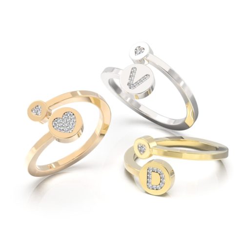 Contrarie-Ring aus 18 kt Gold mit anpassbaren Diamanten - AFF19