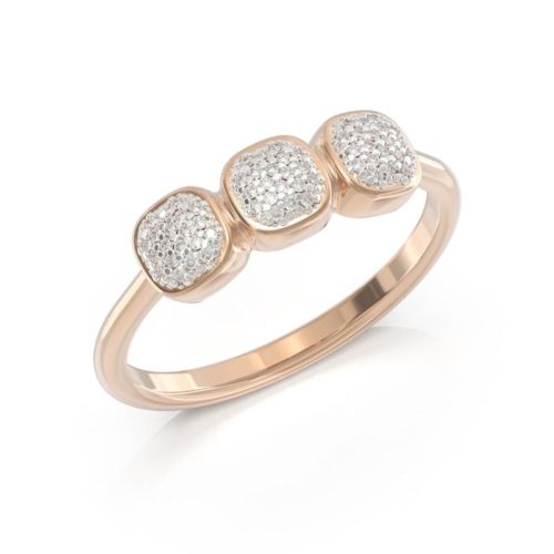 Trilogy-Ring aus 18 kt Gold mit Pavé-Diamanten - AD1241