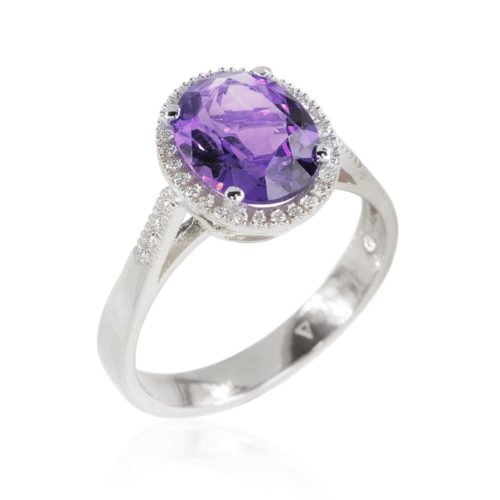 Ring aus 18 Kt Weißgold mit Peridot und Diamanten - AD738/