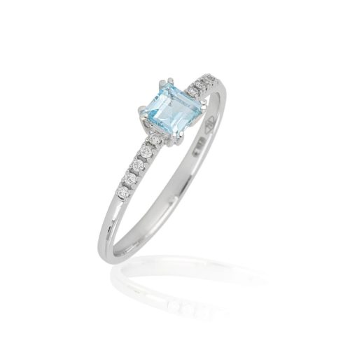 Ring aus 18 Kt Weißgold mit Aquamarin und Diamanten - AD900/AC-LB