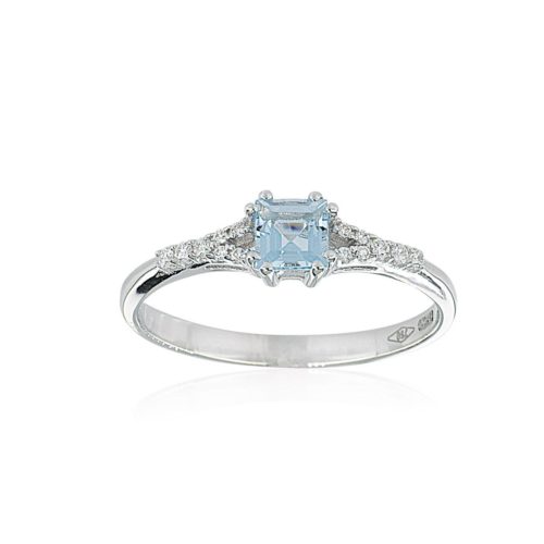 Ring aus 18 Kt Weißgold mit Aquamarin und Diamanten - AD928/AC-LB