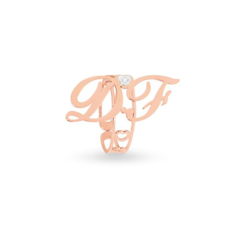 Ring aus 18 Kt Gold, mit zwei anpassbaren Initialen, mit Diamant - ADA001/ID