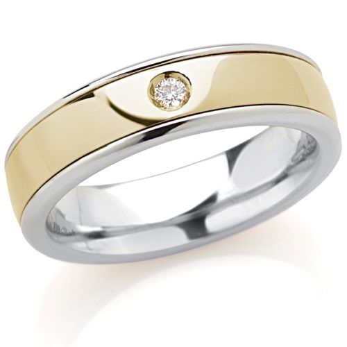 Ehering aus 18 Kt Gold mit 5,5 mm breitem Diamanten - ADF353