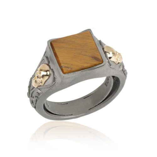 Chevalier-Ring aus 18 Karat Gold und Titan mit Stein - AT26