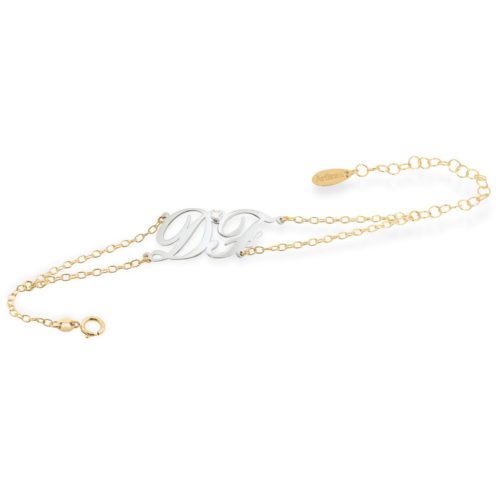 Armband aus 18 Kt Gold, mit zwei anpassbaren Initialen, mit Diamant - BDA001/ID