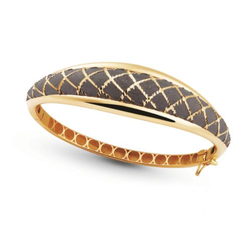 Abgerundeter Armreif aus 18 Kt poliertem und satiniertem Gold - BP008