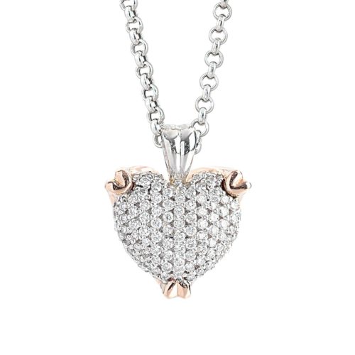 Herzkette aus 18 Kt Gold mit Diamant-Pavé - CD503