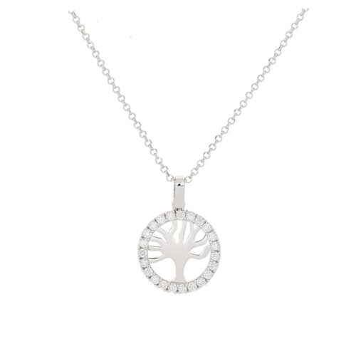 Lebensbaum-Halskette aus 18 Kt Gold mit Diamanten - CD603