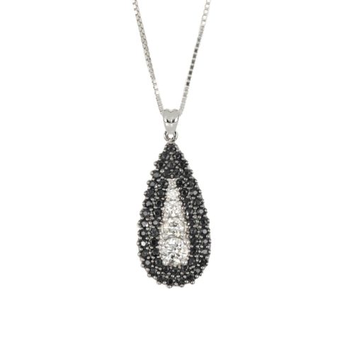 Halskette aus 18-karätigem Weißgold mit natürlichen weißen Diamanten und schwarzen Diamanten - CD750/DN-LL