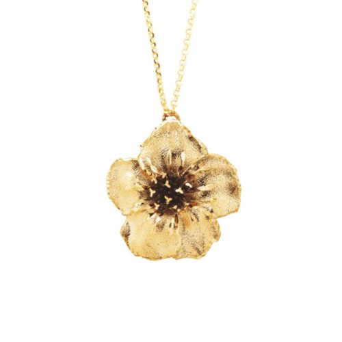 Zweifarbige Petunia-Halskette aus satiniertem 18 Kt Gold - CEA1818