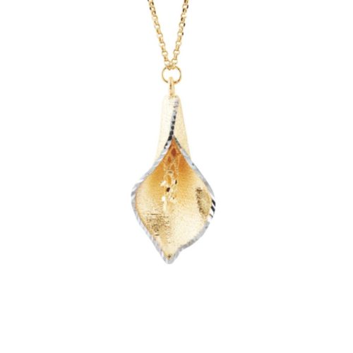 Zweifarbige Calla-Halskette aus satiniertem 18 Kt Gold - CEA2073-LI
