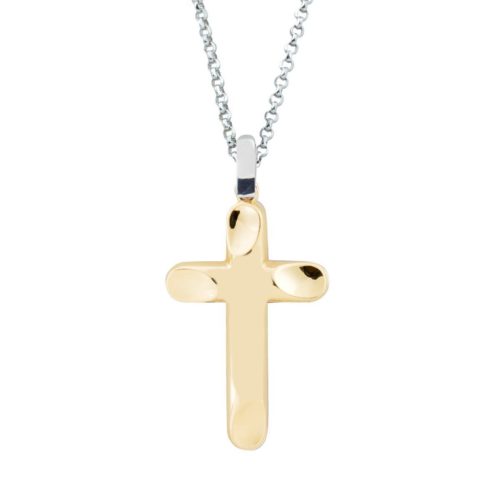 Halskette, Kette aus Weißgold und Kreuz aus 18 Kt Gelbgold - CEA2467-LO