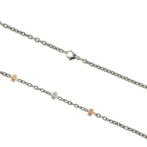 Halskette aus Titan und 18 Karat Gold mit Mittelelementen und Stein - CTU031