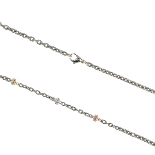 Halskette aus Titan und 18 Karat Gold mit Mittelelementen und Stein - CTU033
