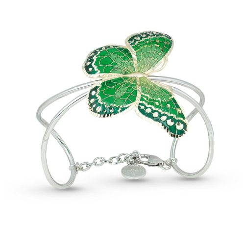Kleines silbernes Schmetterlings-Armband mit handgemalter Emaille