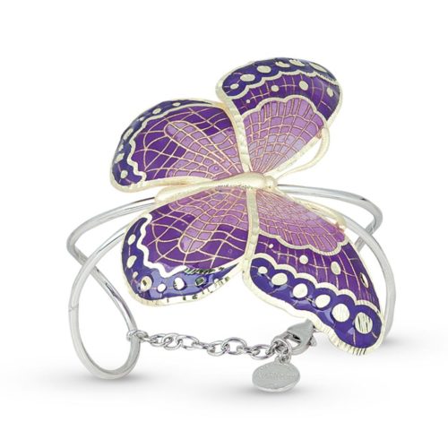 Großes Schmetterlings-Armband aus Silber mit handgefertigter Emaille