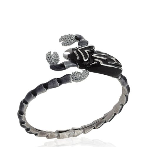 Silbernes Skorpion-Armband mit handgefertigter Emaille