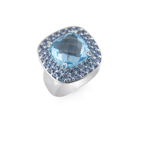 Ring aus 925er rhodiniertm Silber mit Zirkonia
