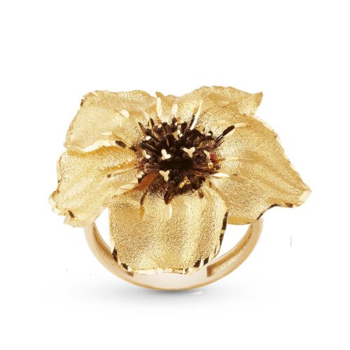 Blumenring aus 18 Kt Gold