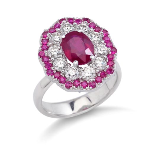 Goldring mit Diamanten und Edelsteinen
