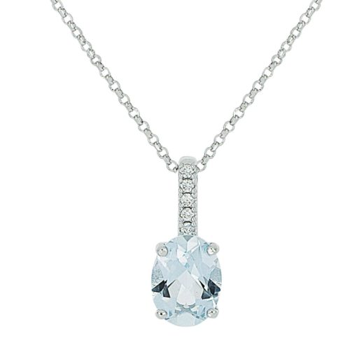 Halskette mit Diamanten und Aquamarin