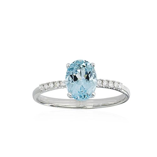 Goldring mit Diamanten und Aquamarin