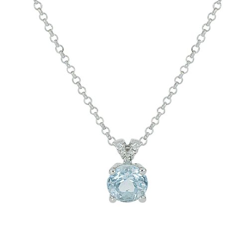 Halskette mit Diamanten und Aquamarin
