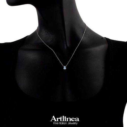 Halskette mit Diamanten und Aquamarin