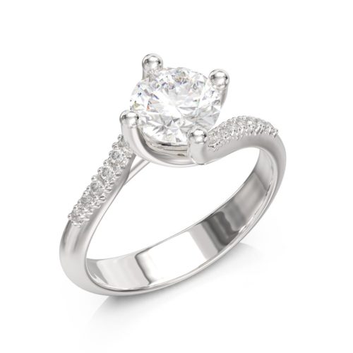 Solitärring mit in der Fassung einsetzten Diamanten