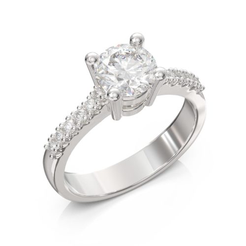 Solitärring mit in der Fassung einsetzten Diamanten