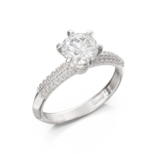 Solitärring mit in der Fassung einsetzten Diamanten