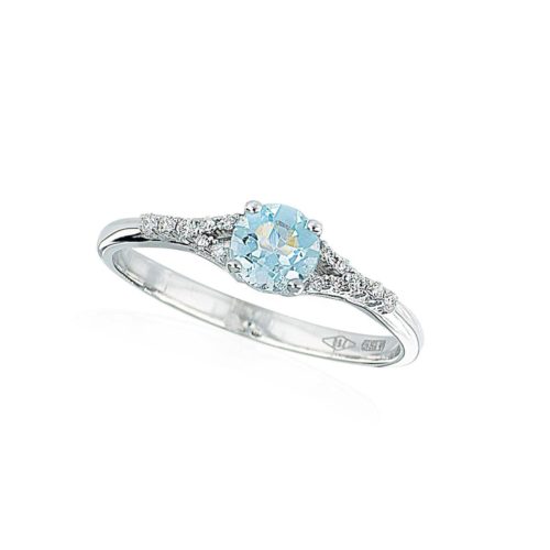 Goldring mit Diamanten und Aquamarin