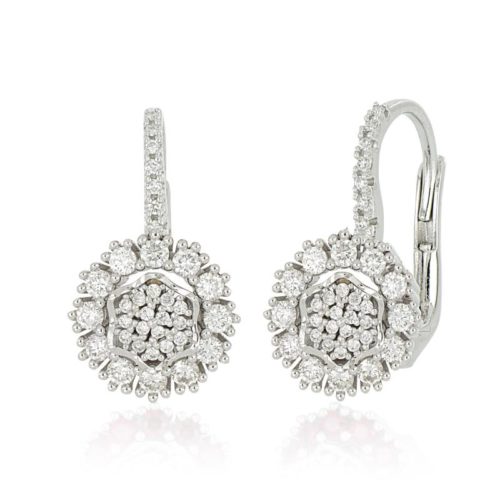 Blumenohrringe aus 18 kt Gold mit natürlichen weißen Diamanten