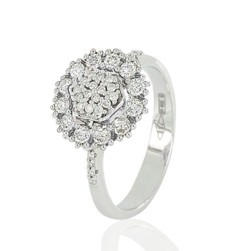 Blumenring aus 18 kt Gold mit natürlichen weißen Diamanten