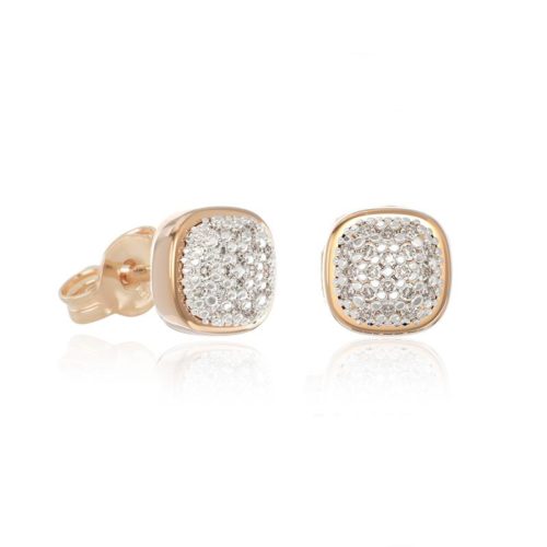 18kt Goldohrringe mit natürlichem weißem Diamantpavé