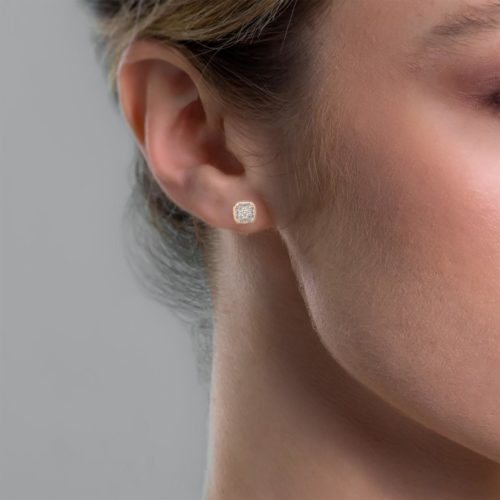 18kt Goldohrringe mit natürlichem weißem Diamantpavé