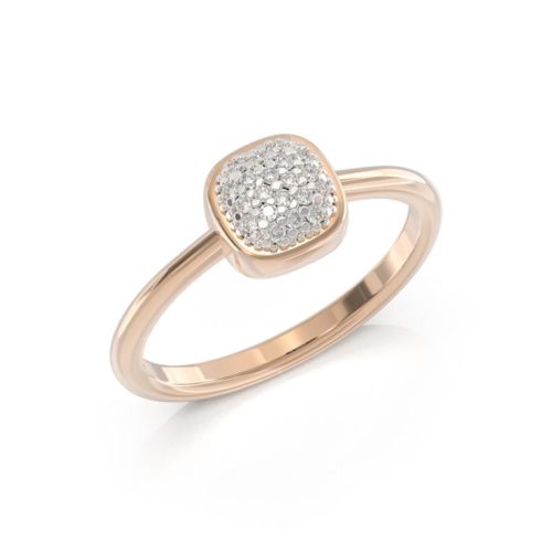 Solitärring aus 18 Karat Gold mit natürlichem weißem Diamantpavé