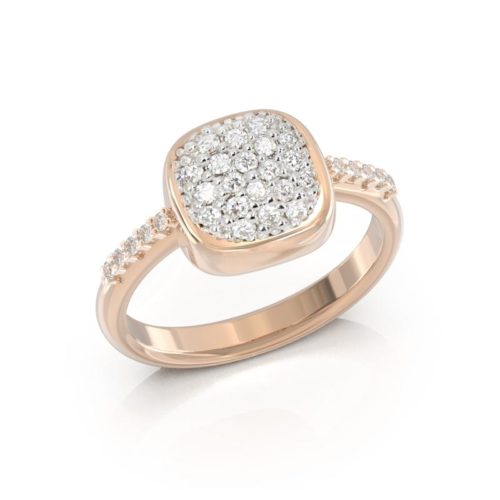 Solitärring aus 18 Karat Gold mit natürlichem weißem Diamantpavé