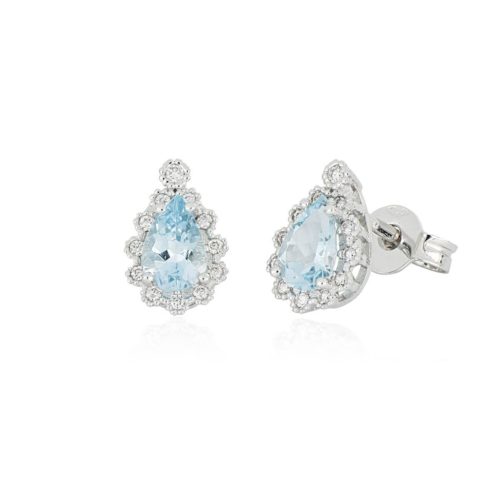 Ohrringe aus 18 Kt Weißgold mit Aquamarin und Diamanten - OD349/AC-LB