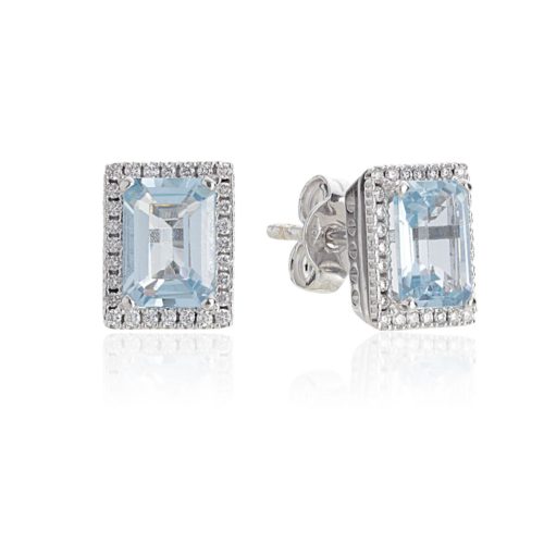 Ohrringe aus 18 Kt Weißgold mit Aquamarin und Diamanten - OD409/AC-LB