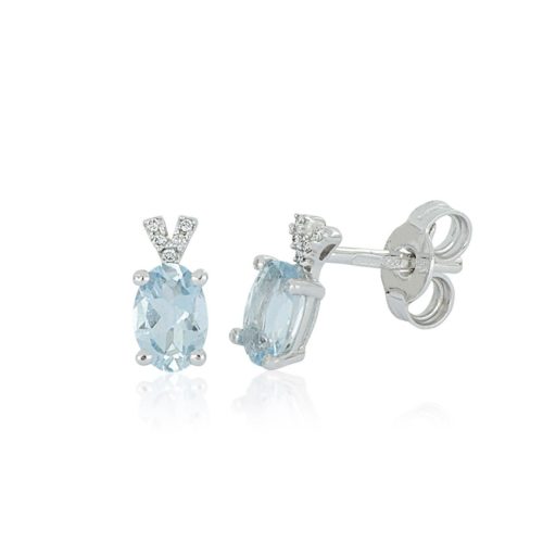 Ohrringe aus 18 Kt Weißgold mit Aquamarin und Diamanten - OD464/AC-LB