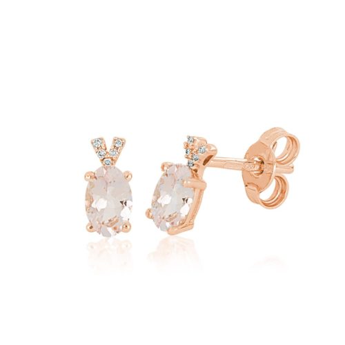 Ohrringe aus 18-karätigem Gold mit Morganit und Diamanten - OD464/MO-LR