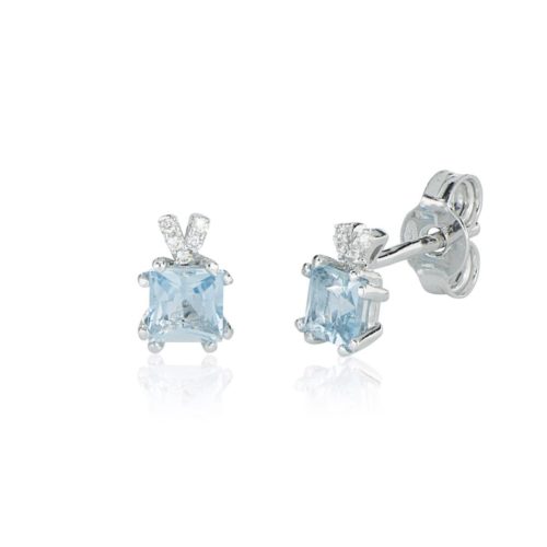 Ohrringe aus 18 Kt Weißgold mit Aquamarin und Diamanten - OD467/AC-LB