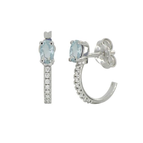 Ohrringe aus 18 Kt Weißgold mit Aquamarin und Diamanten - OD495/AC-LB
