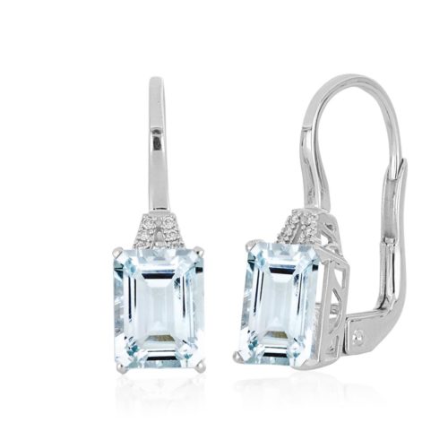 Ohrringe mit Clips aus 18 Kt Weißgold, mit Aquamarin und Diamanten - OD511/AC-LB